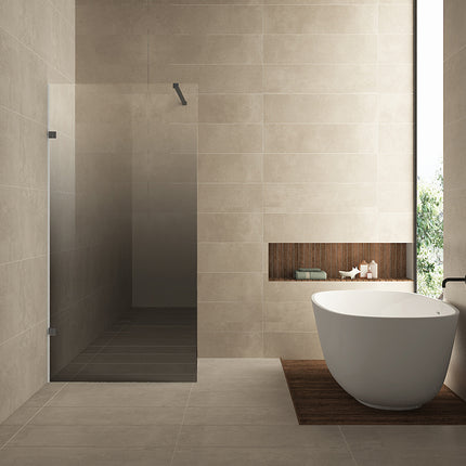 Wiesbaden Less inloopdouche links 80 x 200 cm spiegelrook glas gunmetal | Schwertz & Co