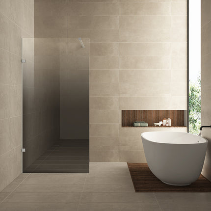 Wiesbaden Less inloopdouche links 90 x 200 cm geborsteld staal | Schwertz & Co