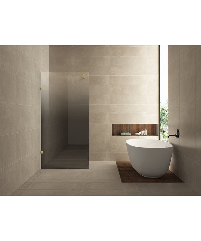 Wiesbaden Less inloopdouche links 120 x 200 cm geborsteld messing | Schwertz & Co