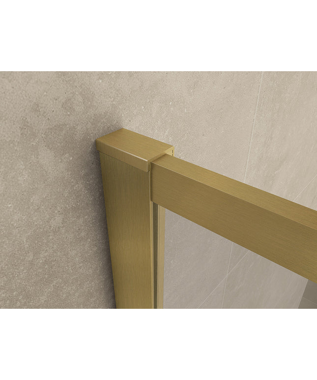 Wiesbaden Square inloopdouche 120 x 200 cm geborsteld messing - sfeerfoto | Schwertz & Co