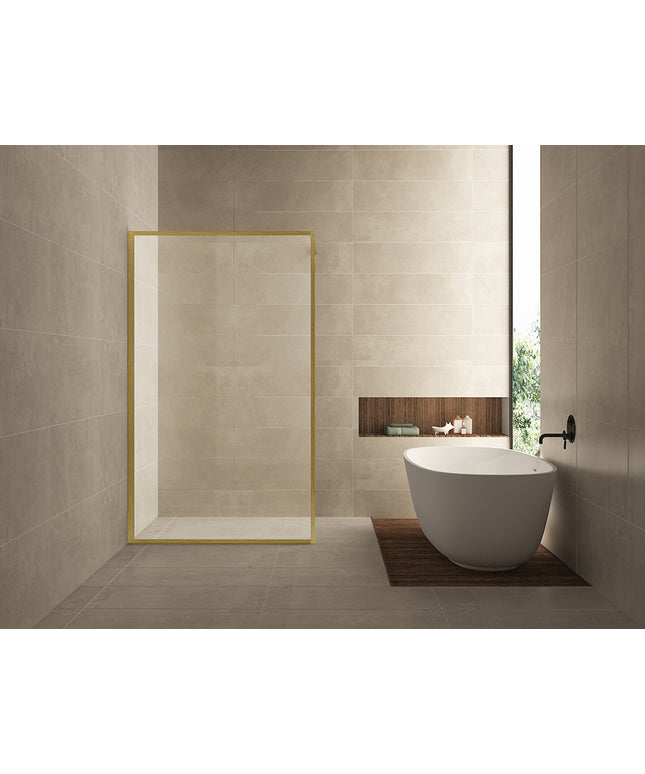 Wiesbaden Square inloopdouche 120 x 200 cm geborsteld messing | Schwertz & Co