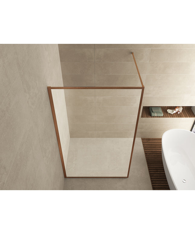 Wiesbaden Square inloopdouche 90 x 200 cm geborsteld brons koper - detailfoto | Schwertz & Co