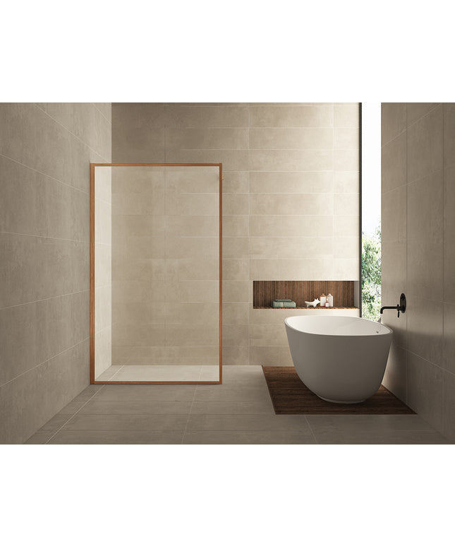 Wiesbaden Square inloopdouche 90 x 200 cm helder glas geborsteld brons koper | Schwertz & Co