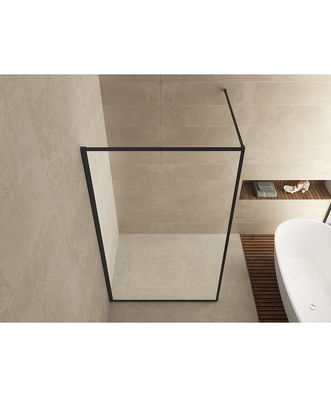 Wiesbaden Square inloopdouche 80 x 200 cm helder glas mat zwart - detailfoto | Schwertz & Co