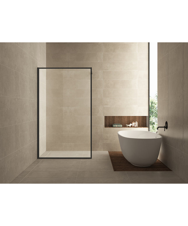 Wiesbaden Square inloopdouche 100 x 200 cm helder glas mat zwart | Schwertz & Co