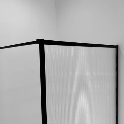Wiesbaden Square inloopdouche geribbeld 100 x 200 cm mat zwart - detailfoto | Schwertz & Co