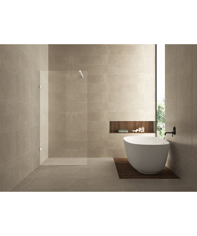Wiesbaden Less inloopdouche 120 x 200 cm helder glas mat wit | Schwertz & Co