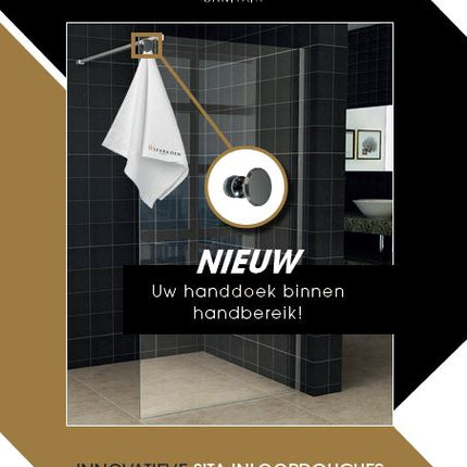 Wiesbaden Sita inloopdouche handdoekhouder 90 x 200 cm chroom - detailfoto | Schwertz & Co
