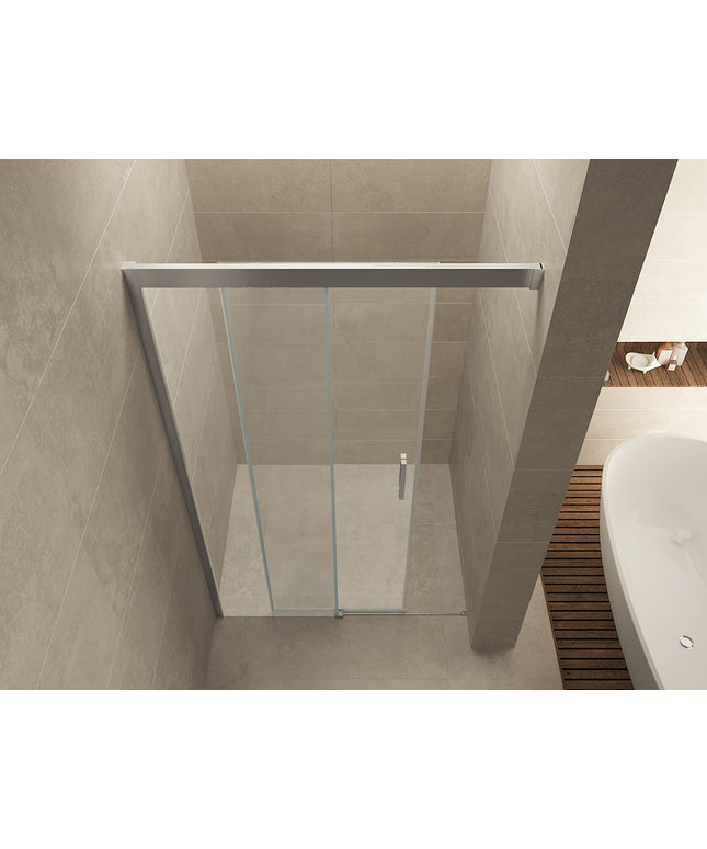 Wiesbaden Puerta nisdeur met schuifdeur 120 x 200 cm helder glas chroom - detailfoto | Schwertz & Co