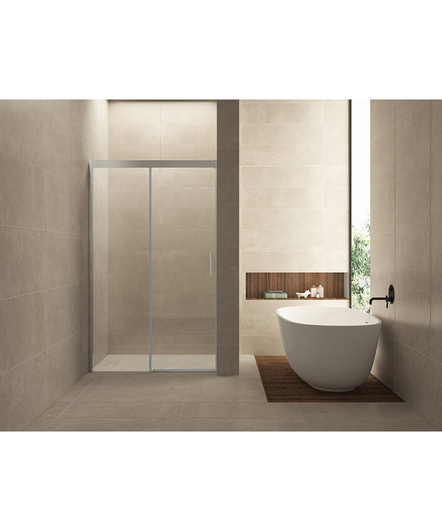 Wiesbaden Puerta nisdeur met schuifdeur 120 x 200 cm helder glas chroom | Schwertz & Co