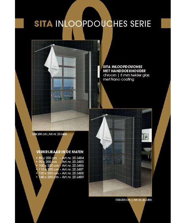Wiesbaden Sita inloopdouche met handdoekhouder 90 x 200 cm chroom - sfeerfoto | Schwertz & Co