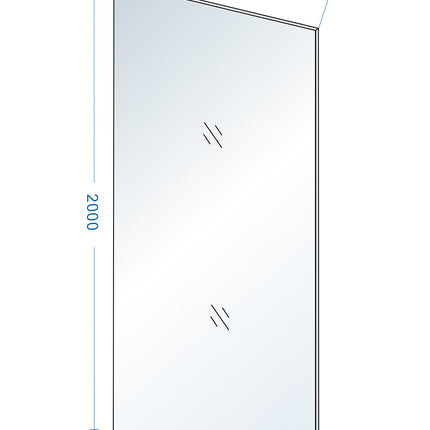 Wiesbaden Slim glasplaat 60 x 200 cm helder glas - technische tekening | Schwertz & Co