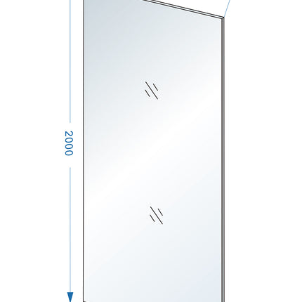Wiesbaden Slim glasplaat 70 x 200 cm helder glas - technische tekening | Schwertz & Co