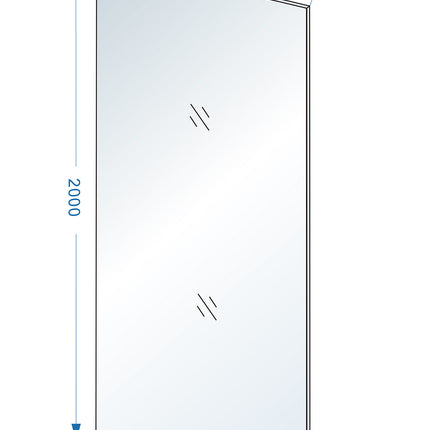 Wiesbaden Slim glasplaat 80 x 200 cm - technische tekening | Schwertz & Co