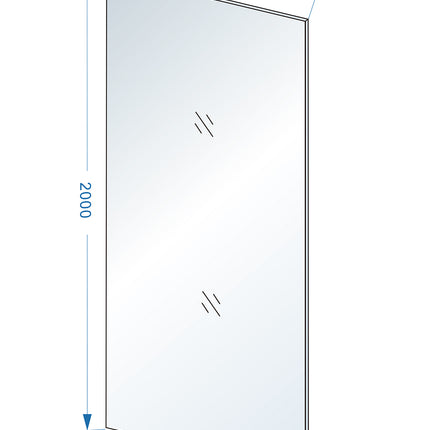 Wiesbaden Slim glasplaat 90 cm nano helder glas - technische tekening | Schwertz & Co