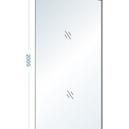 Wiesbaden Slim glasplaat 110 x 200 cm helder glas - technische tekening | Schwertz & Co