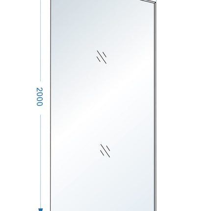 Wiesbaden Slim glasplaat 120 x 200 cm helder glas - technische tekening | Schwertz & Co