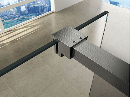 Wiesbaden Slim profielset met stabilisatiestang 120 cm geborsteld staal - detailfoto | Schwertz & Co