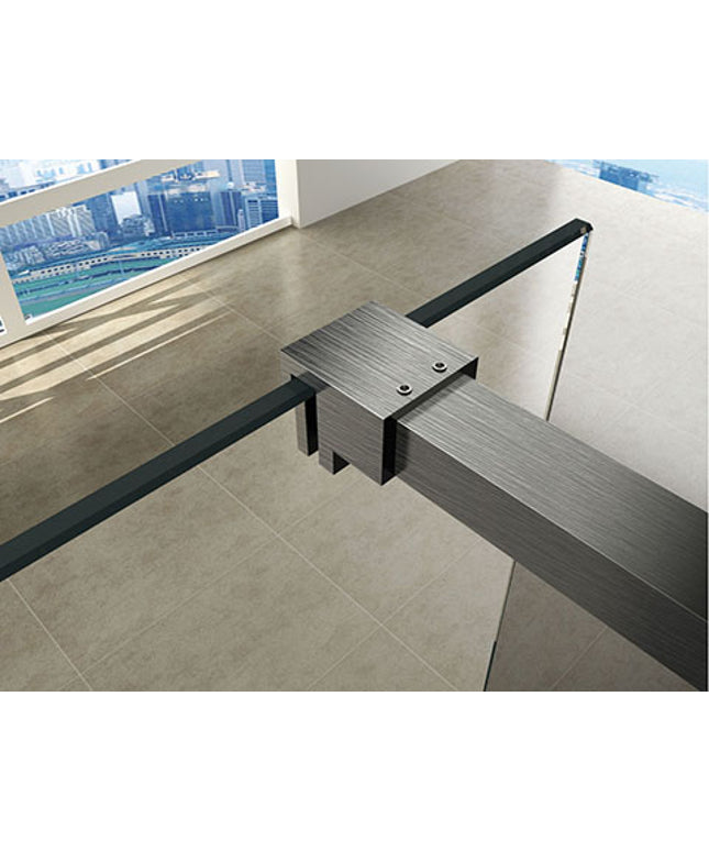 Wiesbaden Slim profielset met stabilisatiestang 120 cm geborsteld staal - detailfoto | Schwertz & Co