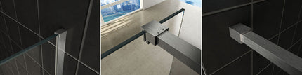 Wiesbaden Slim profielset met stabilisatiestang 120 cm geborsteld staal | Schwertz & Co