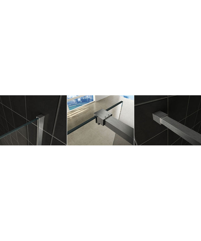 Wiesbaden Slim profielset met stabilisatiestang 120 cm geborsteld staal | Schwertz & Co