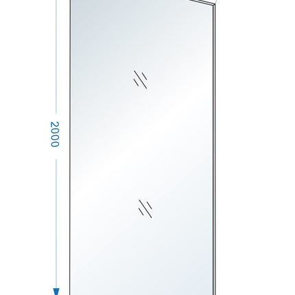 Wiesbaden Slim glasplaat 160 x 200 cm rookglas - technische tekening | Schwertz & Co