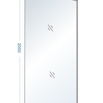 Wiesbaden Slim glasplaat 75 cm nano helder glas - technische tekening | Schwertz & Co