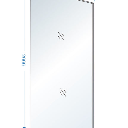 Wiesbaden Slim glasplaat 85 cm nano helder glas - technische tekening | Schwertz & Co