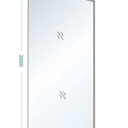 Wiesbaden Slim glasplaat 95 cm nano helder glas - technische tekening | Schwertz & Co