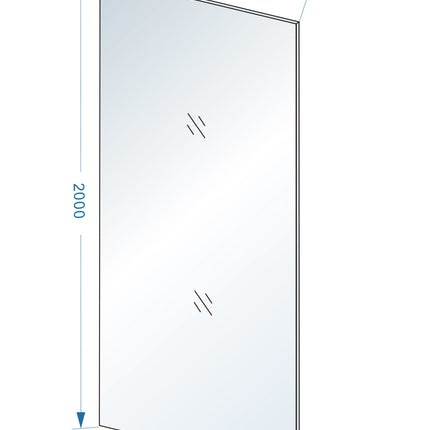 Wiesbaden Slim glasplaat 105 x 200 cm helder glas - technische tekening | Schwertz & Co