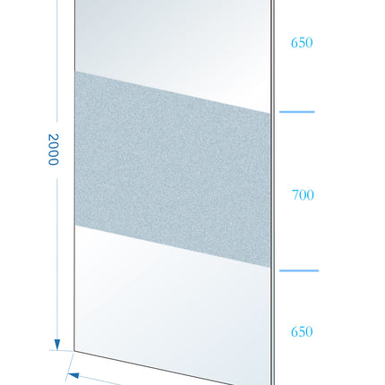 Wiesbaden Slim glasplaat 80 cm melkglas middenband - technische tekening | Schwertz & Co