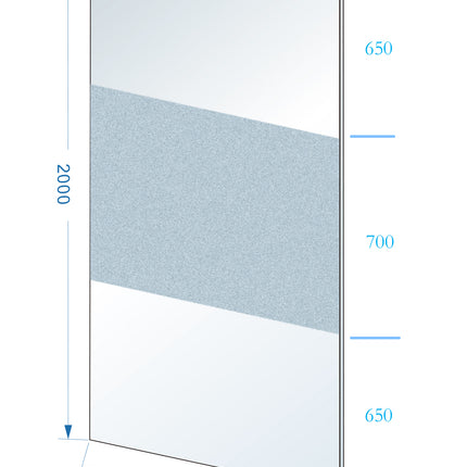 Wiesbaden Slim glasplaat 90 cm melkglas middenband - technische tekening | Schwertz & Co