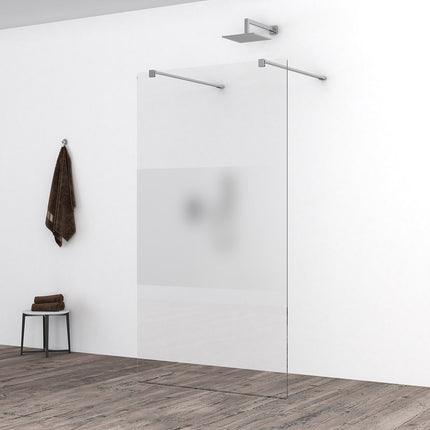 Wiesbaden Slim glasplaat 110 x 200 cm helder glas met melkglas middenband | Schwertz & Co