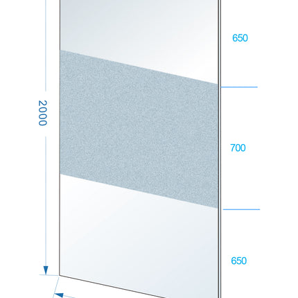 Wiesbaden Slim glasplaat 110 x 200 cm helder glas melkglasband - technische tekening | Schwertz & Co