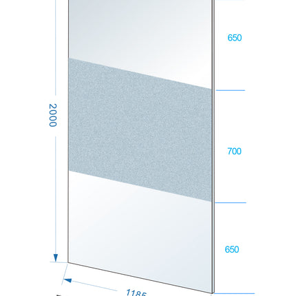 Wiesbaden Slim glasplaat 120 x 200 cm helder glas melkglasband - technische tekening | Schwertz & Co