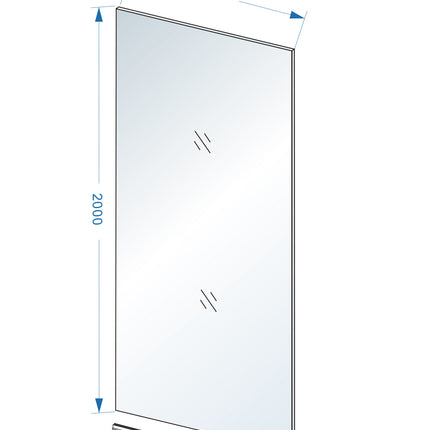 Wiesbaden Slim glasplaat 80 x 200 cm rookglas - technische tekening | Schwertz & Co