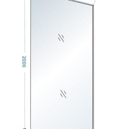 Wiesbaden Slim glasplaat 90 x 200 cm rookglas - technische tekening | Schwertz & Co