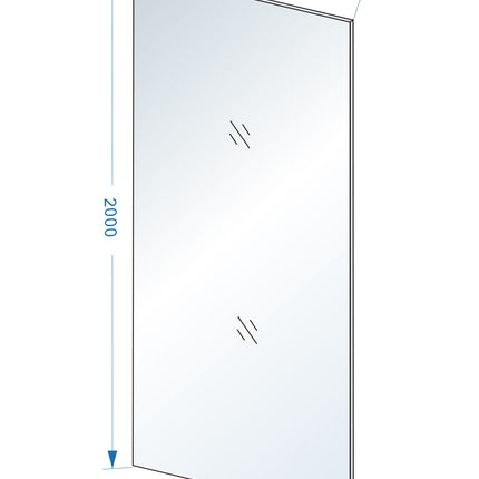 Wiesbaden Slim glasplaat 110 x 200 cm rookglas - technische tekening | Schwertz & Co