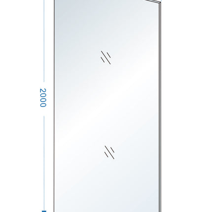 Wiesbaden Slim glasplaat 120 x 200 cm nano rookglas - technische tekening | Schwertz & Co