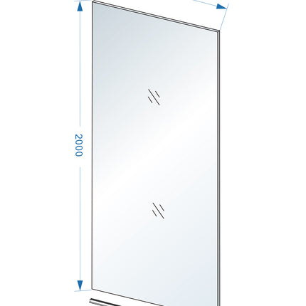 Wiesbaden Slim glasplaat 160 x 200 cm helder glas - technische tekening | Schwertz & Co