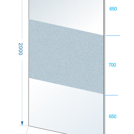 Wiesbaden Slim glasplaat 140 x 200 cm melkglas middenband - technische tekening | Schwertz & Co
