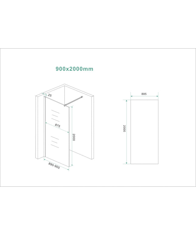 Wiesbaden Slim glasplaat 90 cm nano vintage brons glas - technische tekening | Schwertz & Co