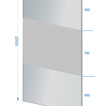 Wiesbaden Slim glasplaat 100 x 200 cm rookglas melkglasband - technische tekening | Schwertz & Co