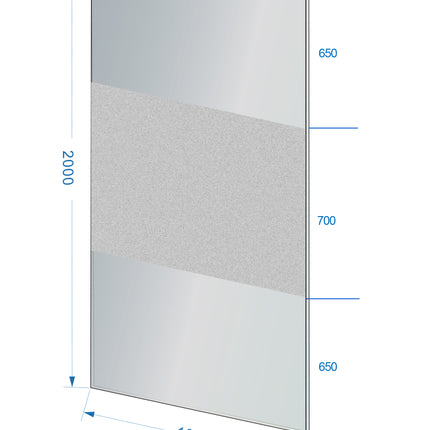Wiesbaden Slim glasplaat 110 x 200 cm rookglas melkglasband - technische tekening | Schwertz & Co
