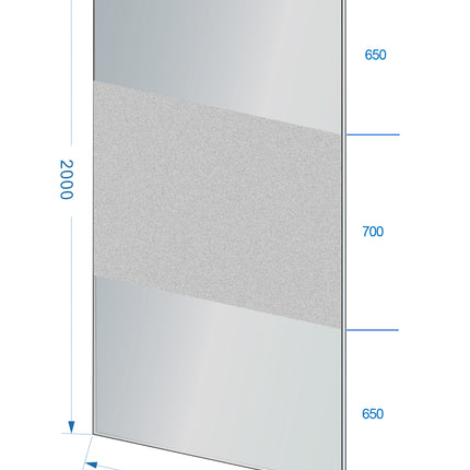 Wiesbaden Slim glasplaat 120 x 200 cm rookglas met melkglas middenband - technische tekening | Schwertz & Co