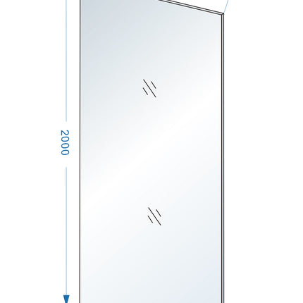 Wiesbaden Slim glasplaat 100 x 200 cm warm koper glas - technische tekening | Schwertz & Co