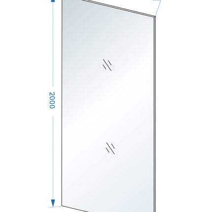 Wiesbaden Slim glasplaat 120 x 200 cm warm koper glas - technische tekening | Schwertz & Co
