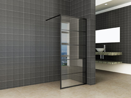 Wiesbaden Horizon inloopdouche met raster 100 x 200 cm helder glas mat zwart | Schwertz & Co