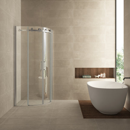Wiesbaden Entra kwartronde douchecabine 2 schuifdeuren 90 x 90 cm chroom | Schwertz & Co