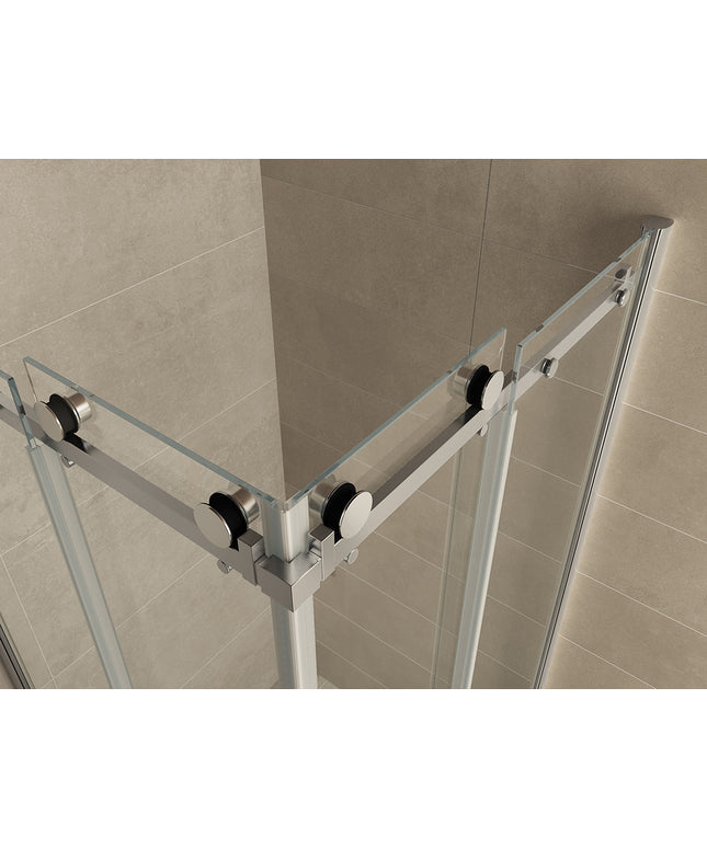 Wiesbaden Entra hoekinstapcabine chroom wandprofiel en glasrand - detailfoto | Schwertz & Co
